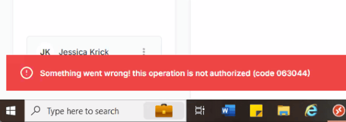 Expired User Error Message